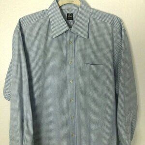 IKE BEHAR NEW YORK Blue & White Check Button Up Shirt Men's size 15.5 - 32